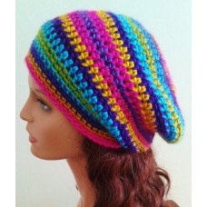 NEW Mujer&apos;s Handmade  Slouchy Hat  Bright multicolor  beanie  tam  eb-78136202